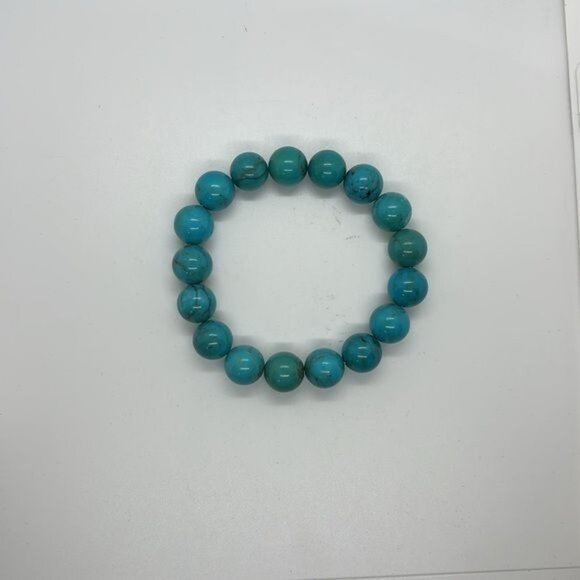 Bold Turquolse Bead Stretch Bracelet Blue Chunky Vintage 80s Style Southwest - Picture 6 of 7